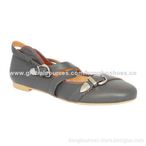 Ladies' Shoe, All Leather Women's Upper/Round Toe/Dress Leather Straps/Buckles/Comfortable InsoleNew